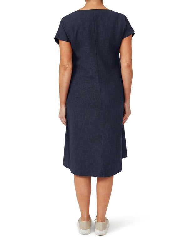 PennyPlain Cap Sleeve Linen Dress - Navy