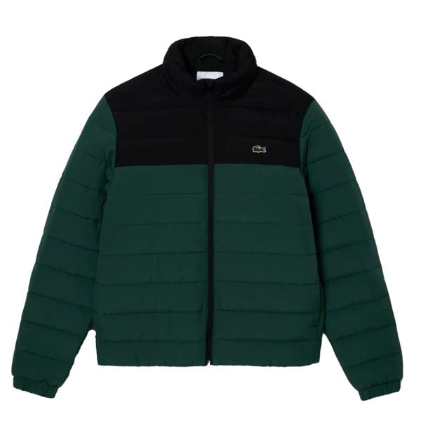 Lacoste Mens Hooded Padded Jacket - Black/Green