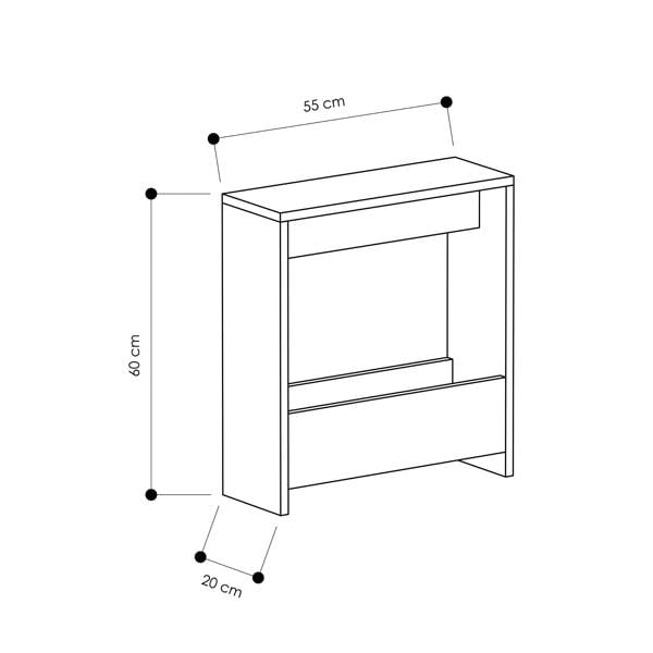 Decortie Simpi Slim End Table with Magazine Rack (H) 60cm