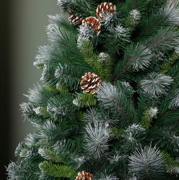Samuel Alexander 6ft (1.8m) Frosted Glacier Pine Snow Tipped Christmas Tree with Pine Cones and 710 Tips