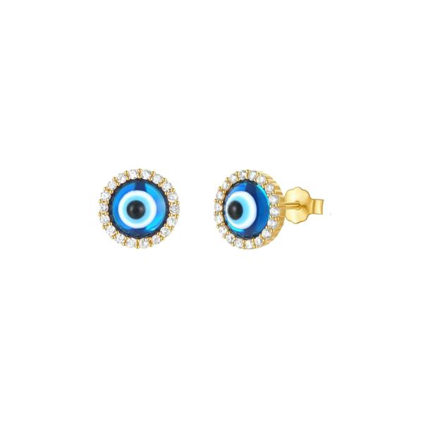 Spero London Halo Real Evil Eye Sterling Silver Earrings