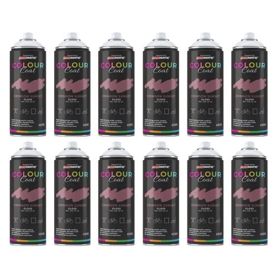Colour Coat 12X Crimson Sunset RAL 340 40 40 Gloss Spray Paint 400ml
