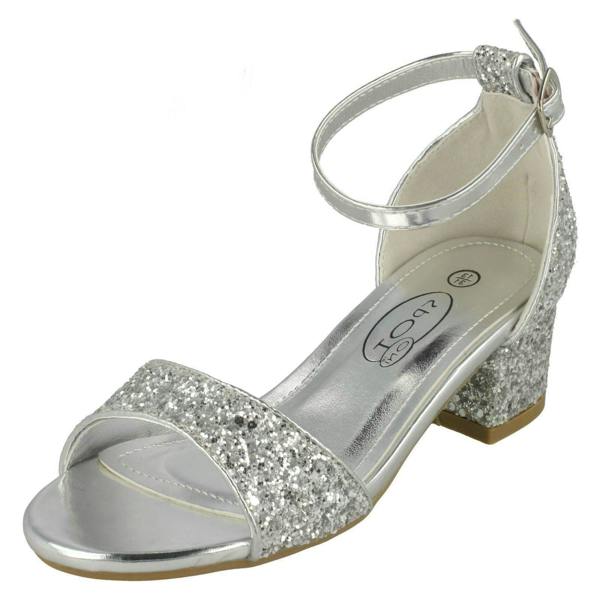 Spot On Girls Spot On Mid Heel Glitter Sandals H1107