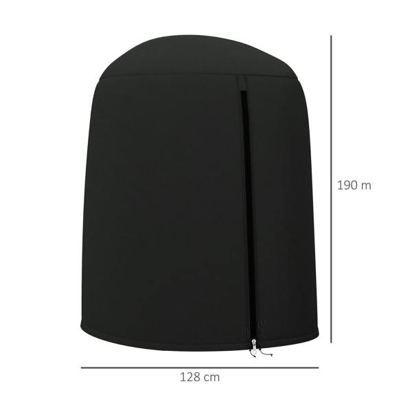 Black hanging egg chair cover with arched top, zip front, height and width markers