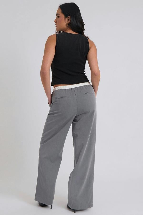 Urban Bliss Grey Double Waistband Elasticated Trouser