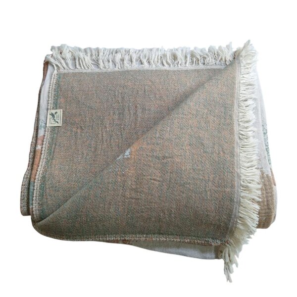 Cotton and Olive Atlas Soft Cotton Jacquard Throw | SECONDS