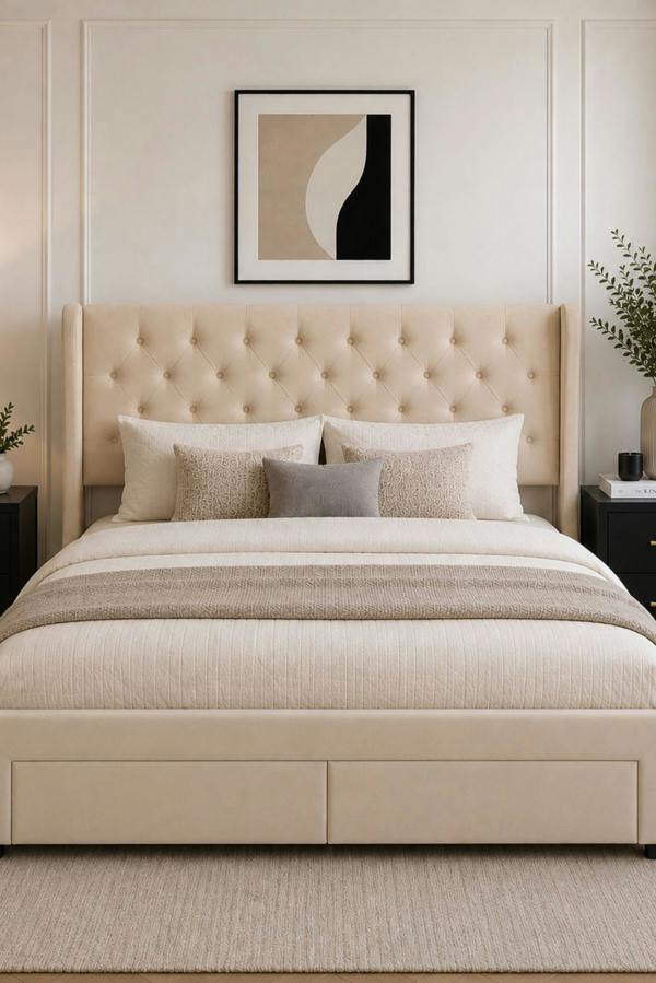 Groundlevel Westbury Velvet Upholstered Bed Frame With Storage Drawers