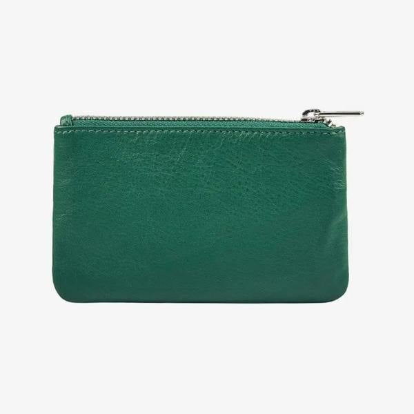 Compact green leather zip coin purse for everyday essentials