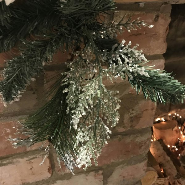 Samuel Alexander 1.8M (6ft) White Poinsettia Christmas Garland Silver Balls Glitter Snow Flocked