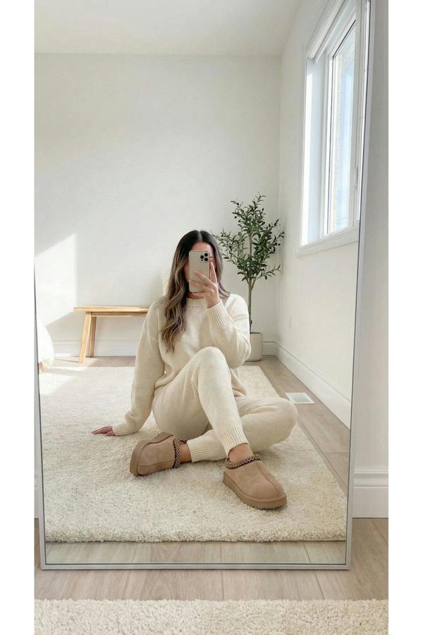 Ravina Chunky Slip On Suede Slippers With Stitch Detail - Camel