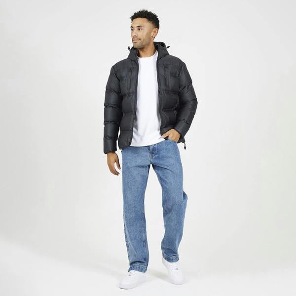 Brave Soul Black Heat Sealed Hooded Padded Jacket - Black Image 3