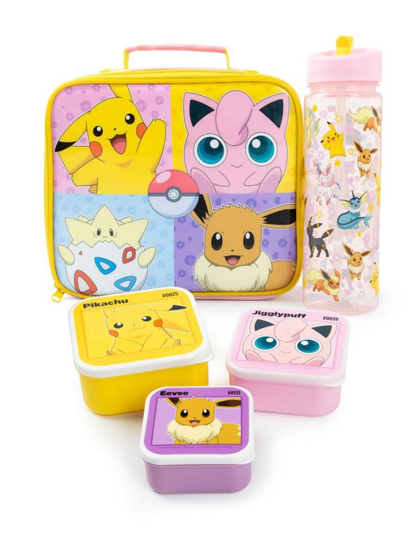 Pokemon Girls Multicoloured Multi Charactor Pose Lunch Bag Bottle and 3 Snack Pot (One Size)