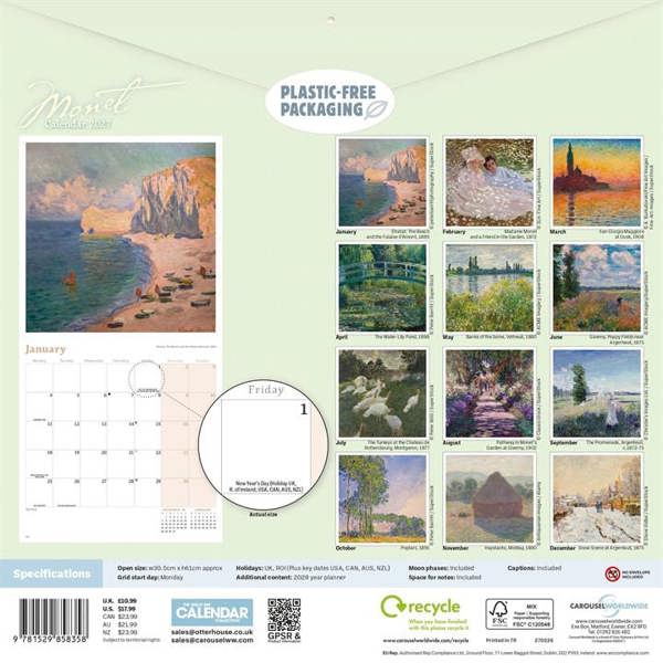 Monet Calendar 2027, Wall Calendars, Month To View, Art, Gift