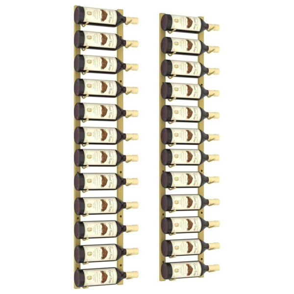 Berkfield Wall Mounted Wine Rack for 12 Bottles 2 pcs Gold Iron