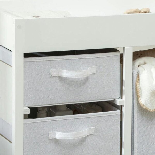 Bobobiy Baby Changing Unit with 4 Storage Drawers, Mat for Bedroom Nursery, 84 x 84.5 cm, White