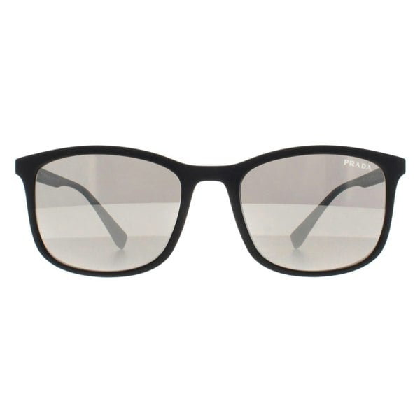 Prada Sport Sunglasses PS01TS DG02B0 Black Rubber Light Grey Silver Mirror