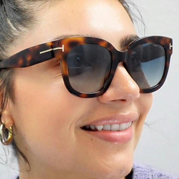 Tom Ford Sunglasses Beatrix FT0613 52B Leopard Havana Blue Gradient