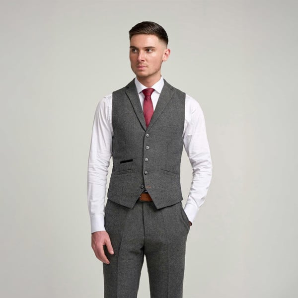 House of Cavani Cosmo Tweed Waistcoat - Grey