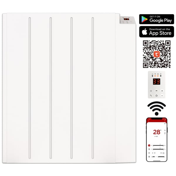 MYLEK Electric Radiator Panel Heater WIFI Smart APP Eco 1000W Bathroom Safe Wall Mounted Timer Thermostat