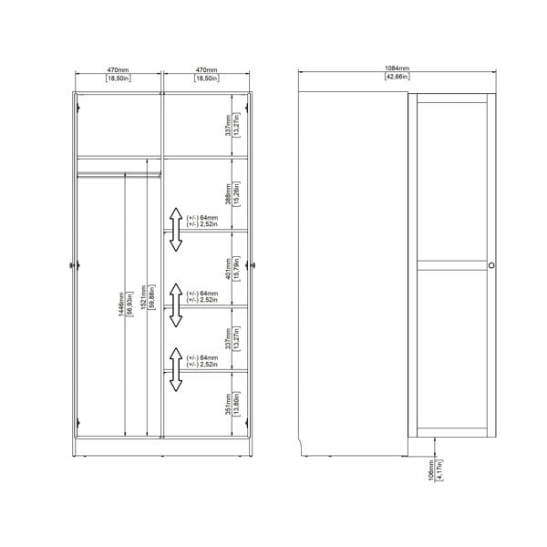 Furniture To Go Brande Wardrobe with 2 Frame Doors in White