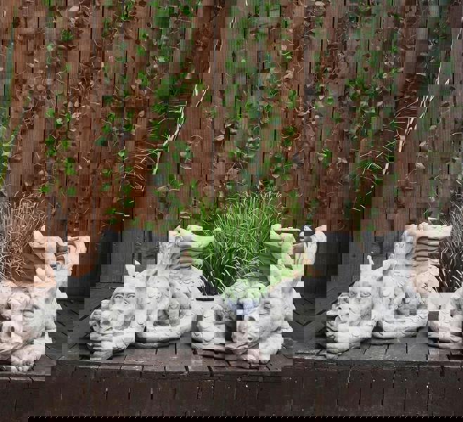 Pair of Large Sleepy Dragons Garden Statuary