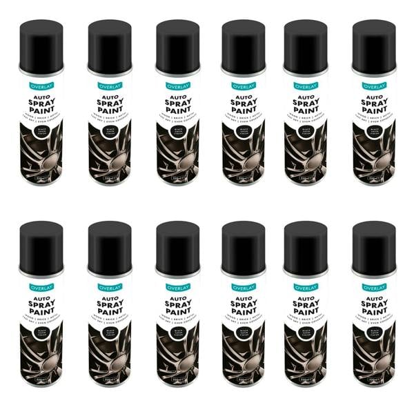 Overlay 12X Overlay Satin Black Auto Professional Spray Paint 250ml