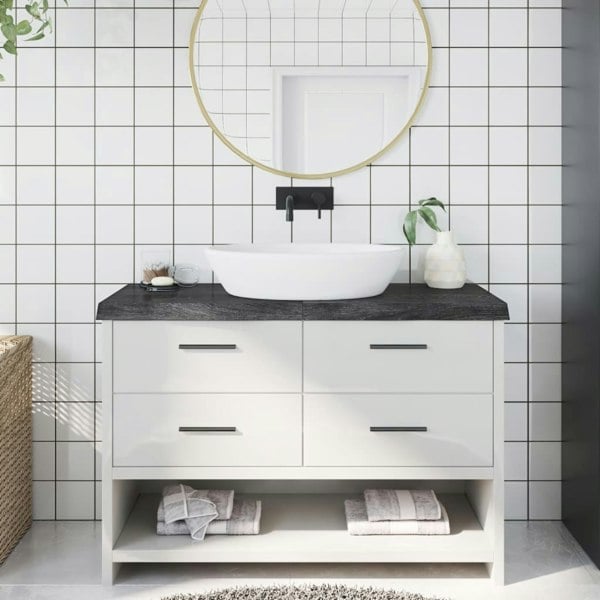 Berkfield Bathroom Countertop Dark Grey 120x50x6 cm Treated Solid Wood