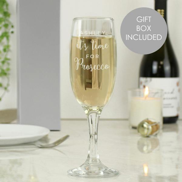 Abode Home & Gifts Personalised 'It's Time for Prosecco' Flute