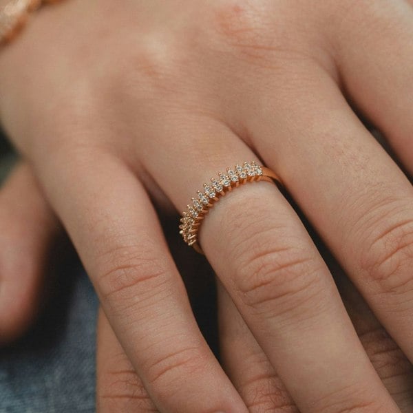 The Colourful Aura Adjustable Round Rose Gold Elegant Zircon Geometric Stackable Ring