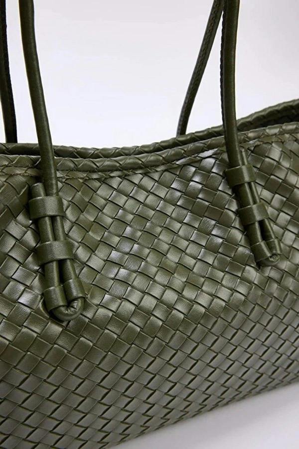 WOVCOR Women's Midi Shoulder Bag with Knitted Details