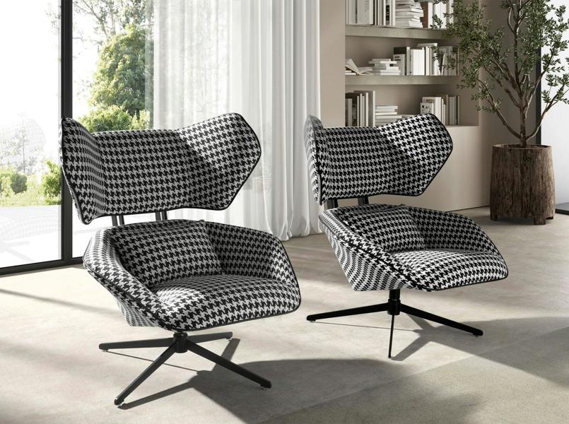 Angel Cerdá Black and White Fabric Swivel Armchair 5142