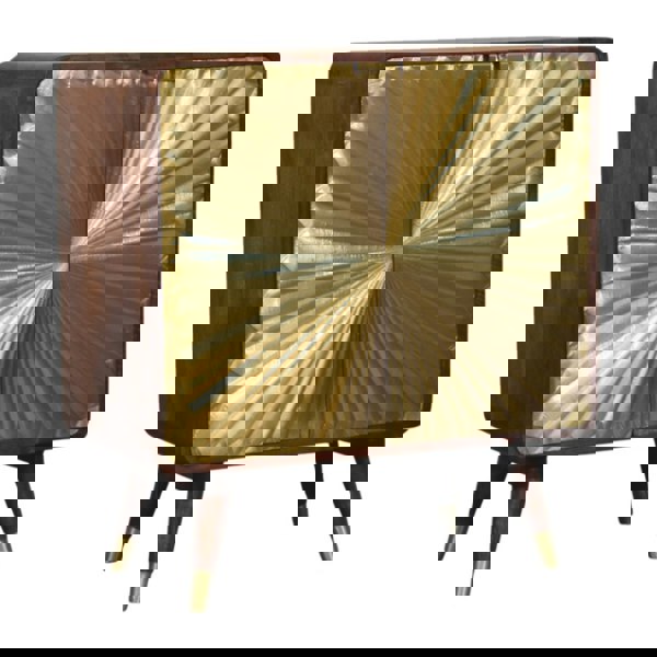 Artisan Furniture Solid Wood Avora Brass Embossed 2 Door Chestnut Cabinet