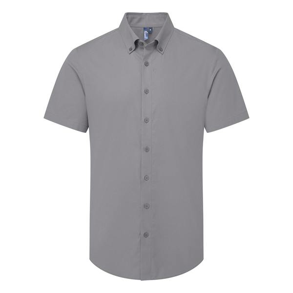 Premier Mens Supreme Oxford Short-Sleeved Formal Shirt - Steel Grey