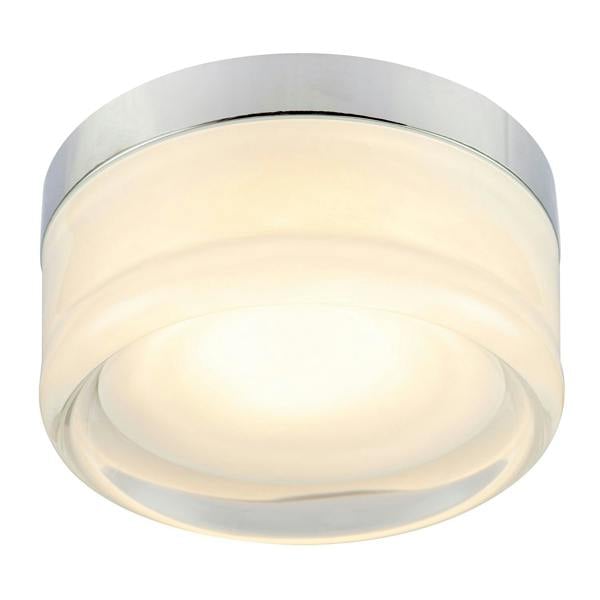 Designer Polished Chrome LED Bathroom Ceiling Light with Opal Glass Image 4