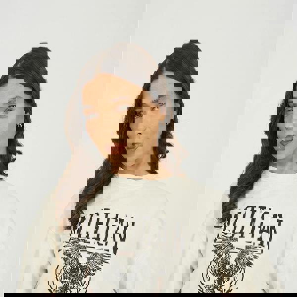 Brave Soul Beige Acid Wash Graphic Print Sweatshirt - Beige Image 4