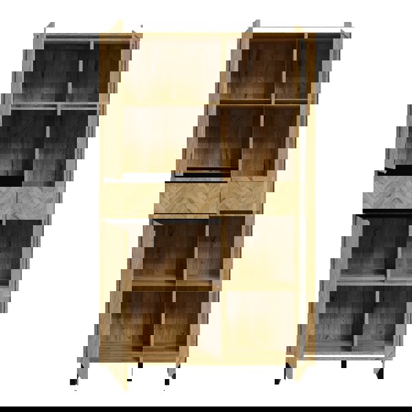 Furniture To Go Nikomedes Display Cabinet in Spica Oak/Matt Black/Bartex Oak