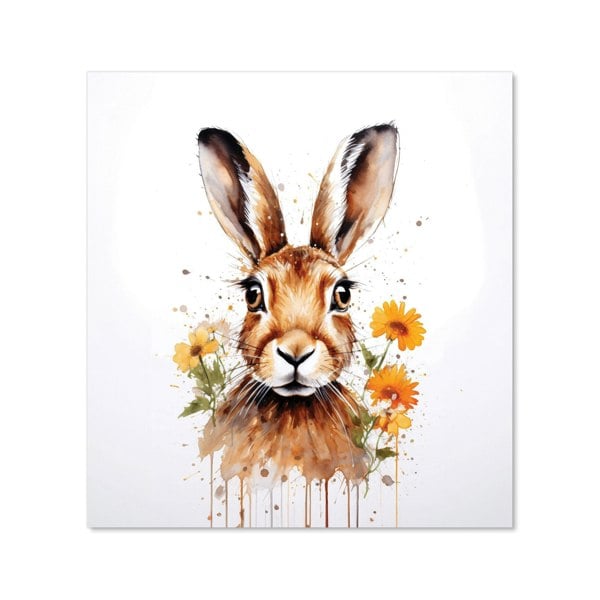 Warren Reed - Designer Watercolour Hare and Daisies Kitchen Splashback