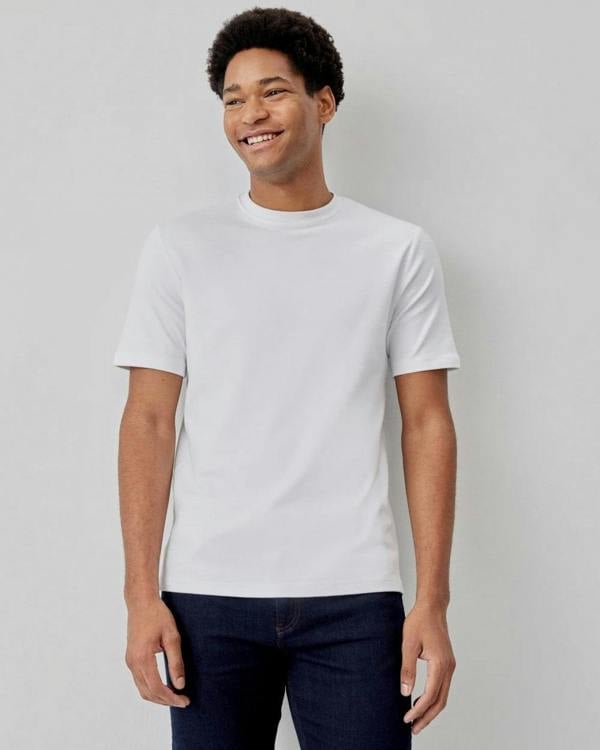 Oliver Sweeney Palmela Mens Crew Neck T-Shirt - White - CHO - Designer Mens Short Sleeve T-Shirts & Tops