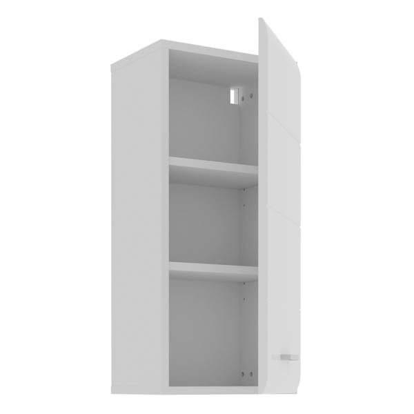 Furniture To Go Ice Cave Hanging Storage Cupboard with 1 Door & Silver Handle in White with White Gloss Door