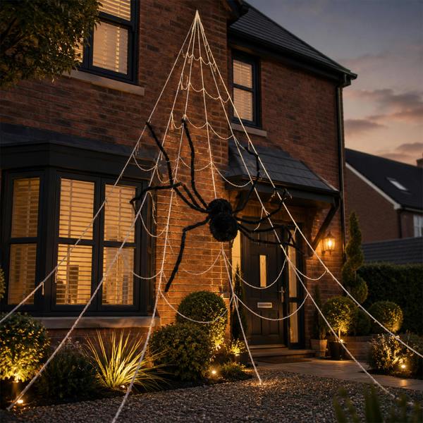 Samuel Alexander 5m Outdoor Mega Spider Web with Black Spider Halloween Decoration
