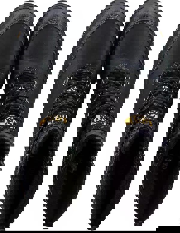 Caterpillar Framework Mens Steel Toe/Composite Midsole S3 Work Safety Boots, black steel toe work boots with durable leather upper and sturdy laces for industrial safety.