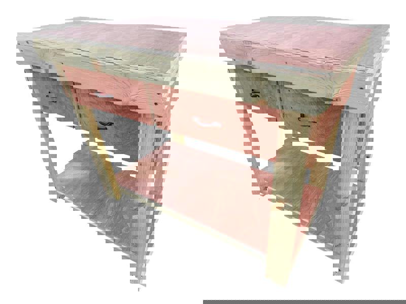 Wooden eucalyptus Top Workbench – Durable Tool Cabinet with Multiple Drawers, Ideal for Dry Indoor Spaces Such as Garages, Workshops, and Studios