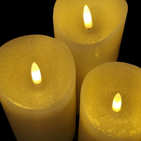 Samuel Alexander Set of 3 Battery Operated Flickering LED Candle Christmas Decoration with Timer