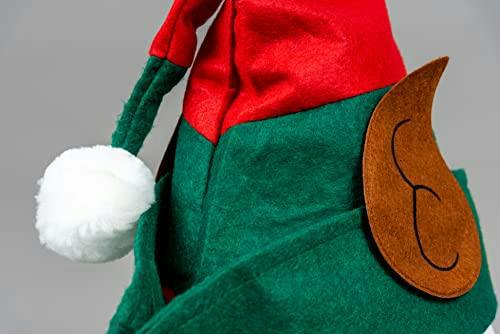 5 Pack Christmas Elf Hat with Ears Red and Green Polyester Fancy Dress Costume Accessory image 6