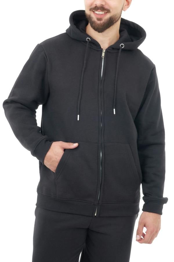 Smart Living Men's Zip-Up Hoodie - Eco-Friendly, Soft & Stylish - Black