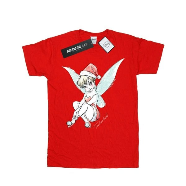 Disney Girls Tinkerbell Christmas Fairy Cotton T-Shirt - Red