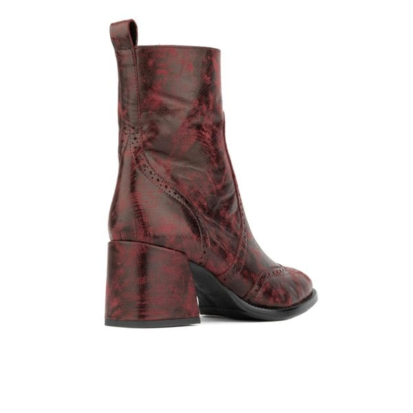 Embassy London Chloe - Burgundy - Women's block heel higher ankle leather boot with side zip