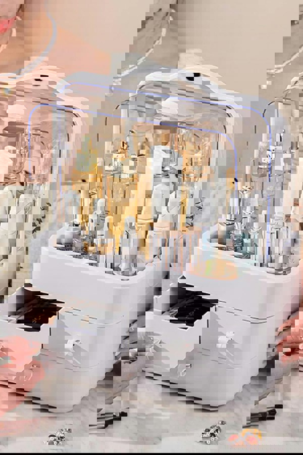 Living and Home 39CM High Cosmetic Organizer Makeup Storage Box With 3 Drawers And Transparent Lid