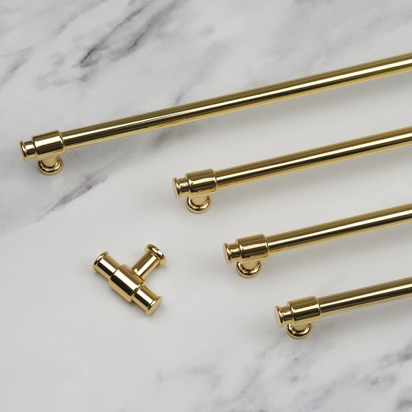Handle & Home Polished Brass Clasp Detail T-Bar Handles