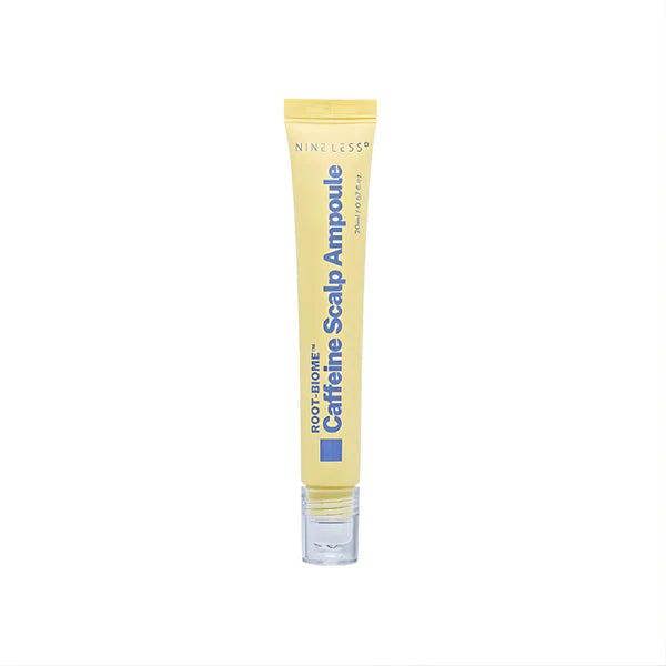 Nineless Root-Biome Caffeine Scalp Ampoule with massage rollerball applicator for hair growth, available at Atelier De Glow UK.